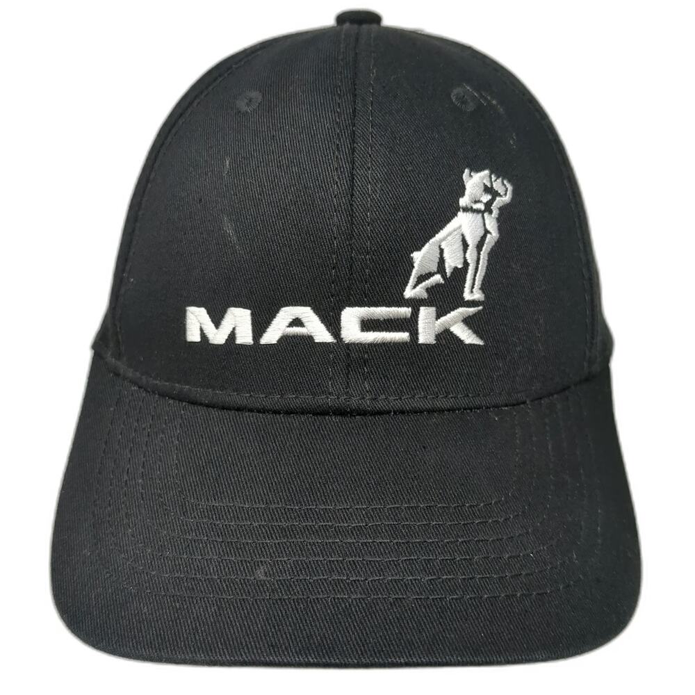 Mack Baseball Cap Black One Size Bulldog Logo Embroidery Cotton Strapback Hat